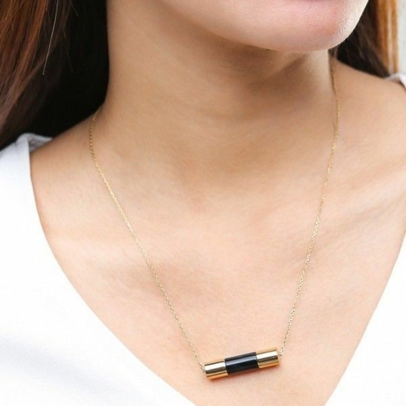 Michael Kors  Black Agate Barrel Pendant Necklace - Picture 1 of 5